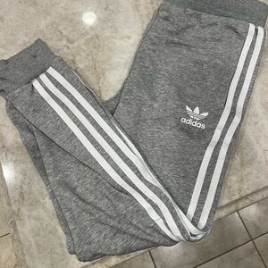 Adidas Kids Gray Sweatpants with White Stripes